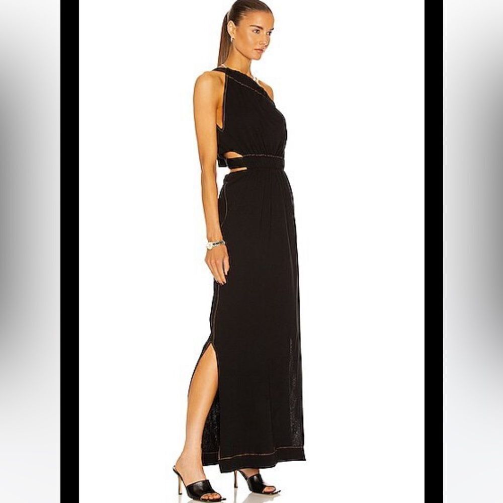 Bassike Australia Gathered Cut Out Organic Cotton Dress In Black.Size 3=L
